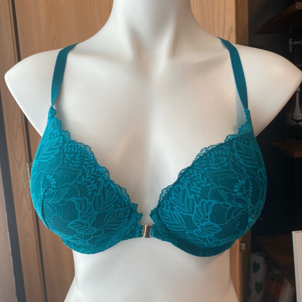 Auden Teal Lace Push Up Racerback Underwire Bra 34DD